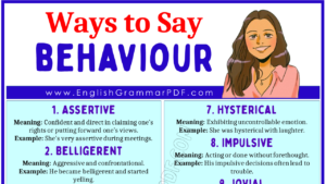 Adjectives to Describe Behavior 1