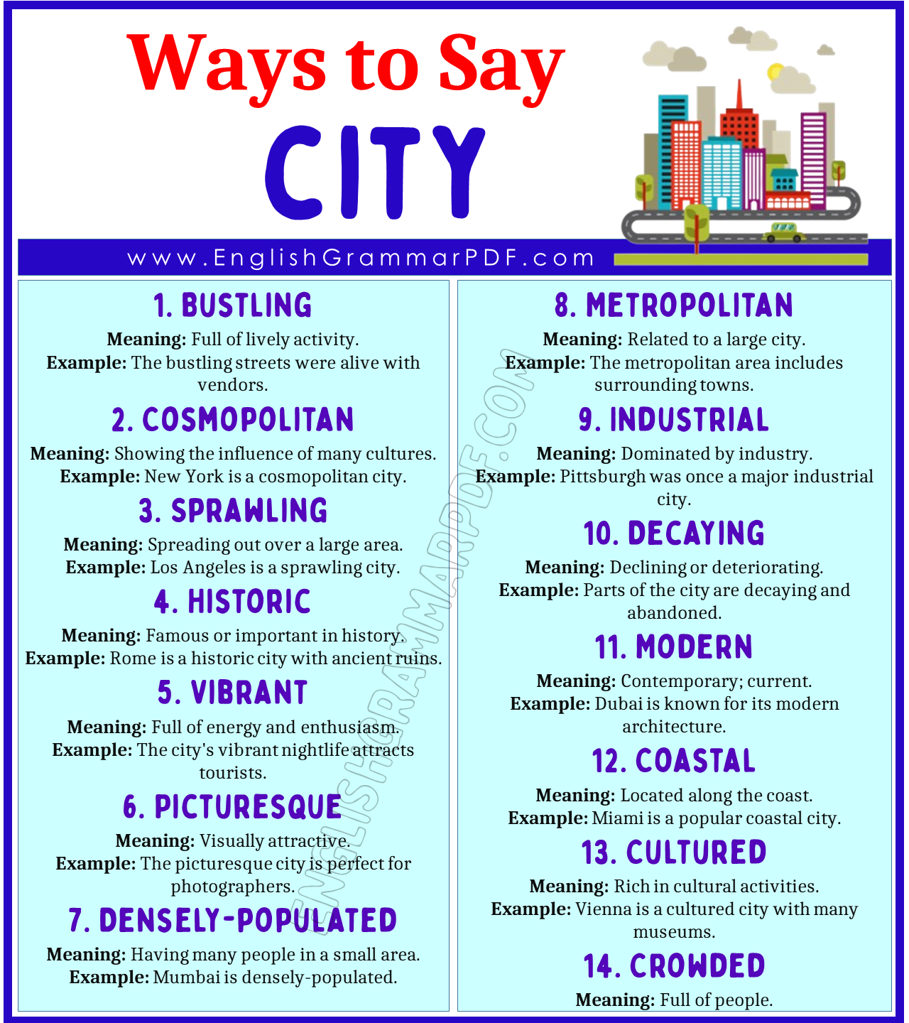 Adjectives to Describe a City