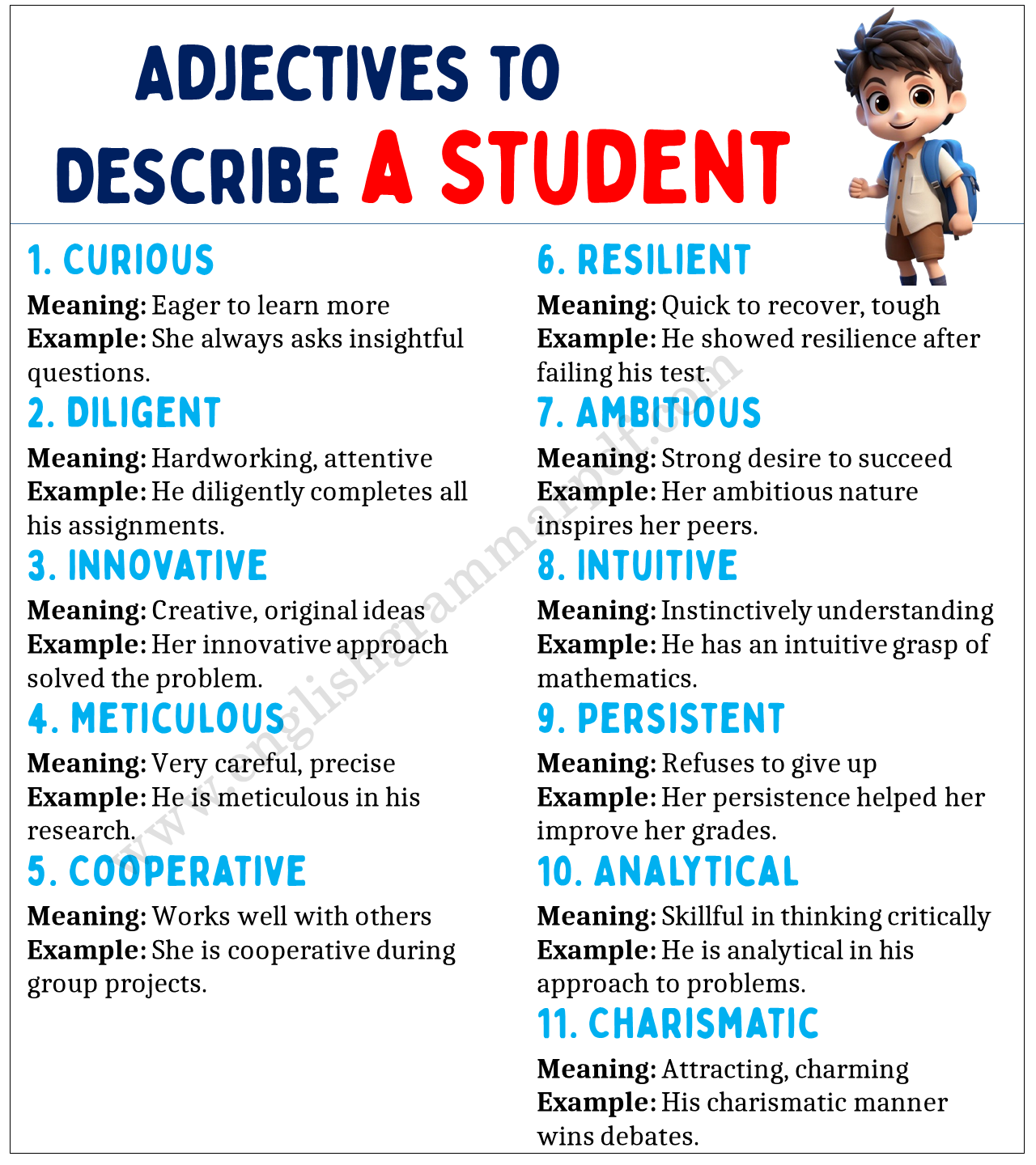 Adjectives to Describe a Student