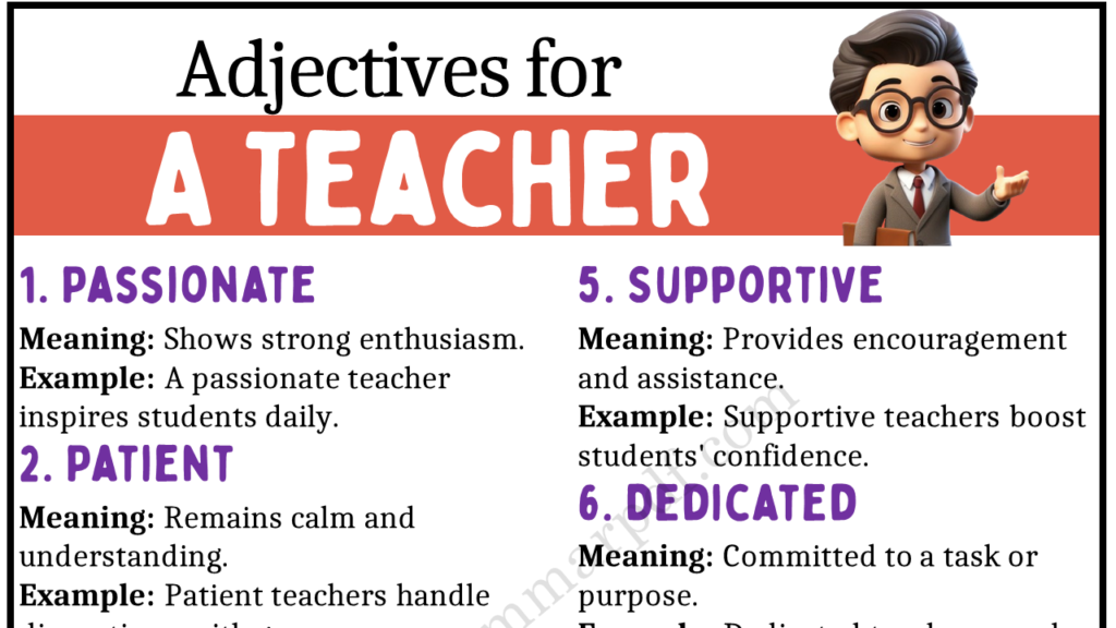 Adjectives to Describe a Teacher Copy