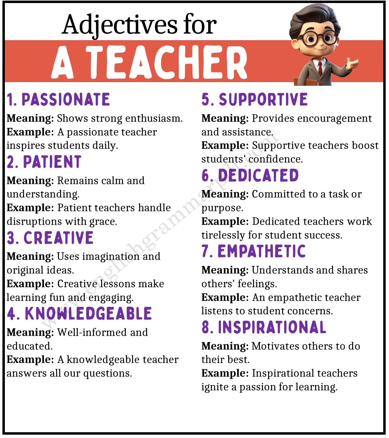Adjectives to Describe a Teacher