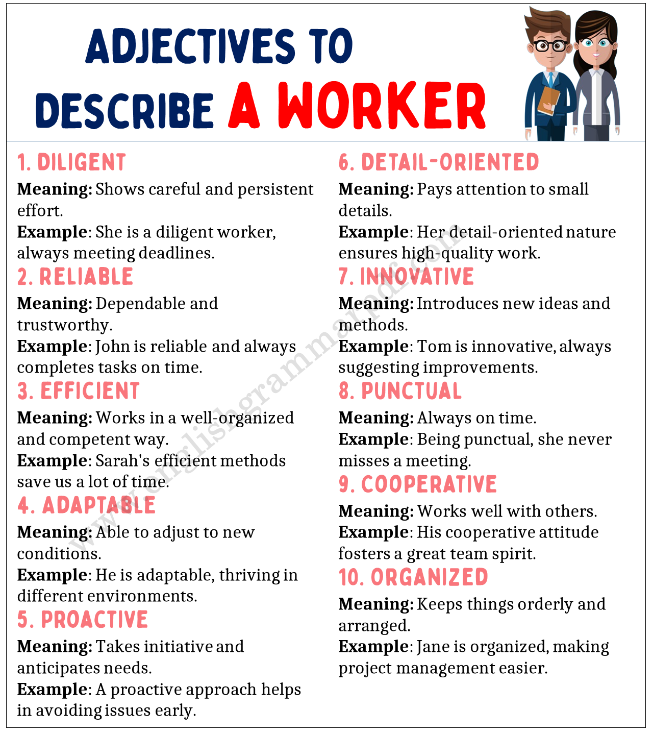 Adjectives to Describe a Worker