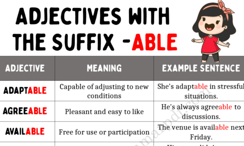 18 Adjectives with the Suffix -ABLE