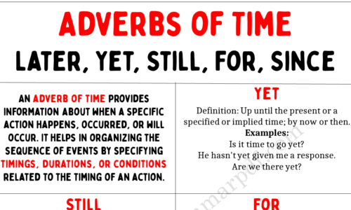 Adverbs of Time: Later, Yet, Still, For, Since