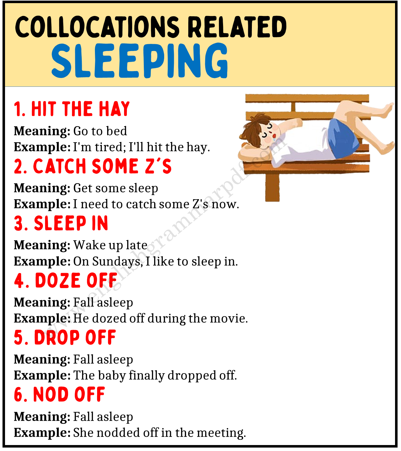 Collocations Related to Sleeping