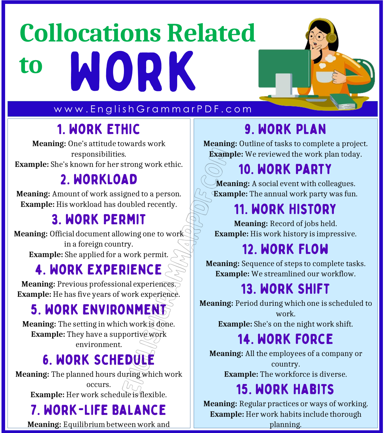 Collocations Related to Work