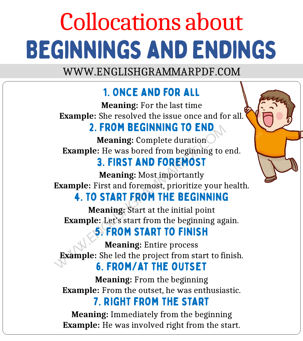 Collocations about Beginnings and Endings