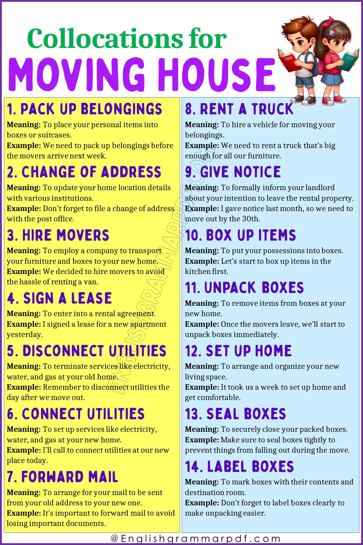 Collocations for Moving House