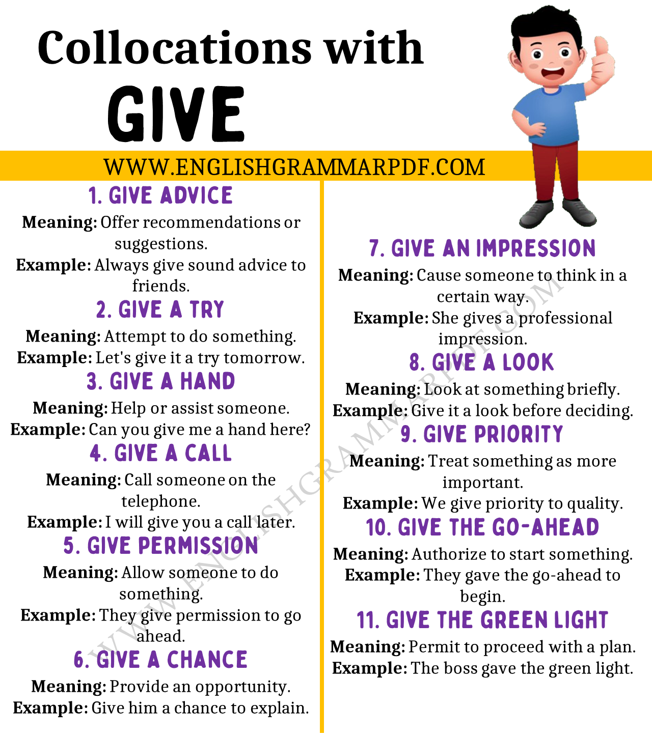 Collocations with “Give”