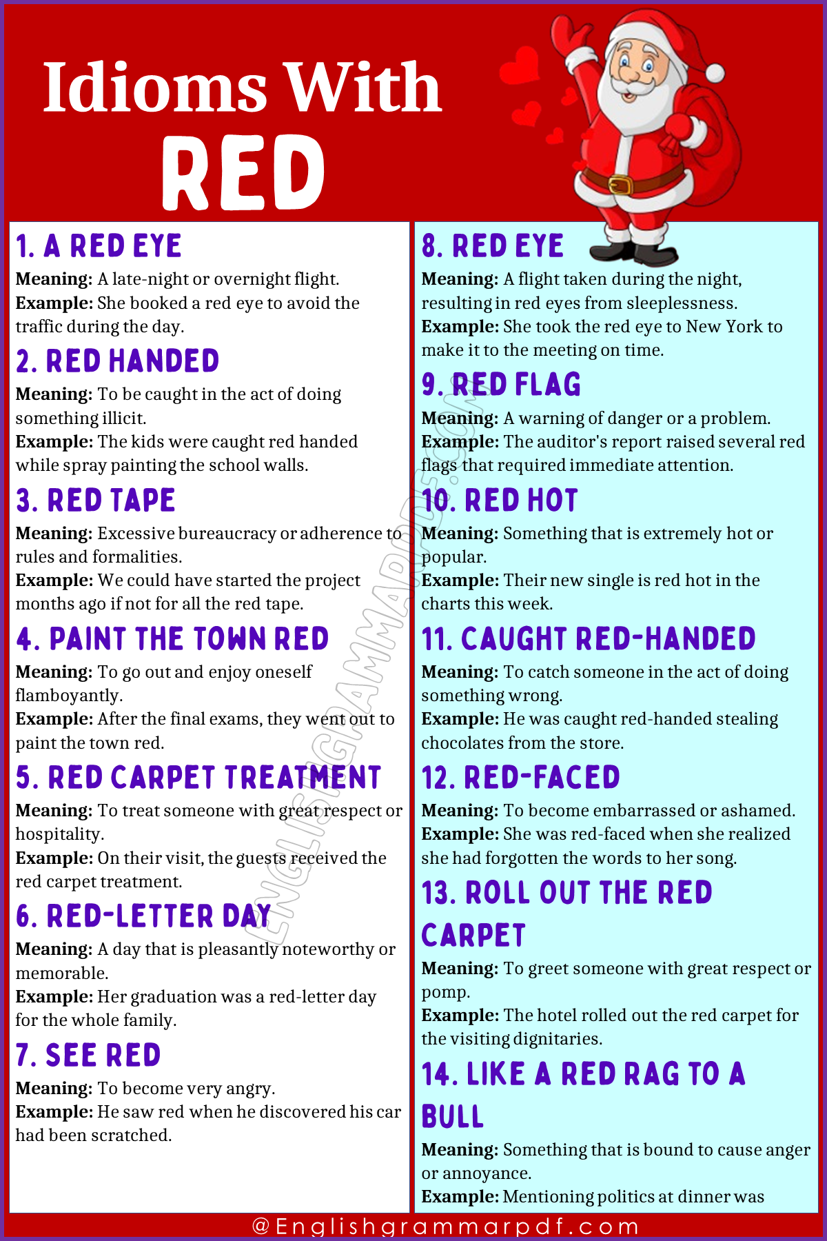 English Idioms with Red