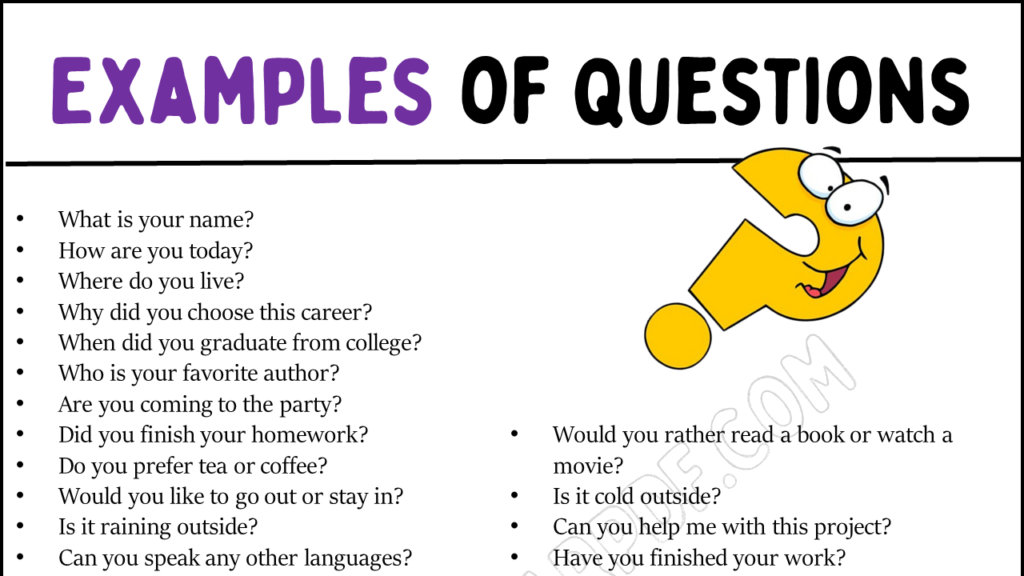 Examples of Questions Copy