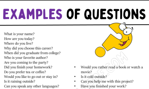 100 Examples of Questions in English