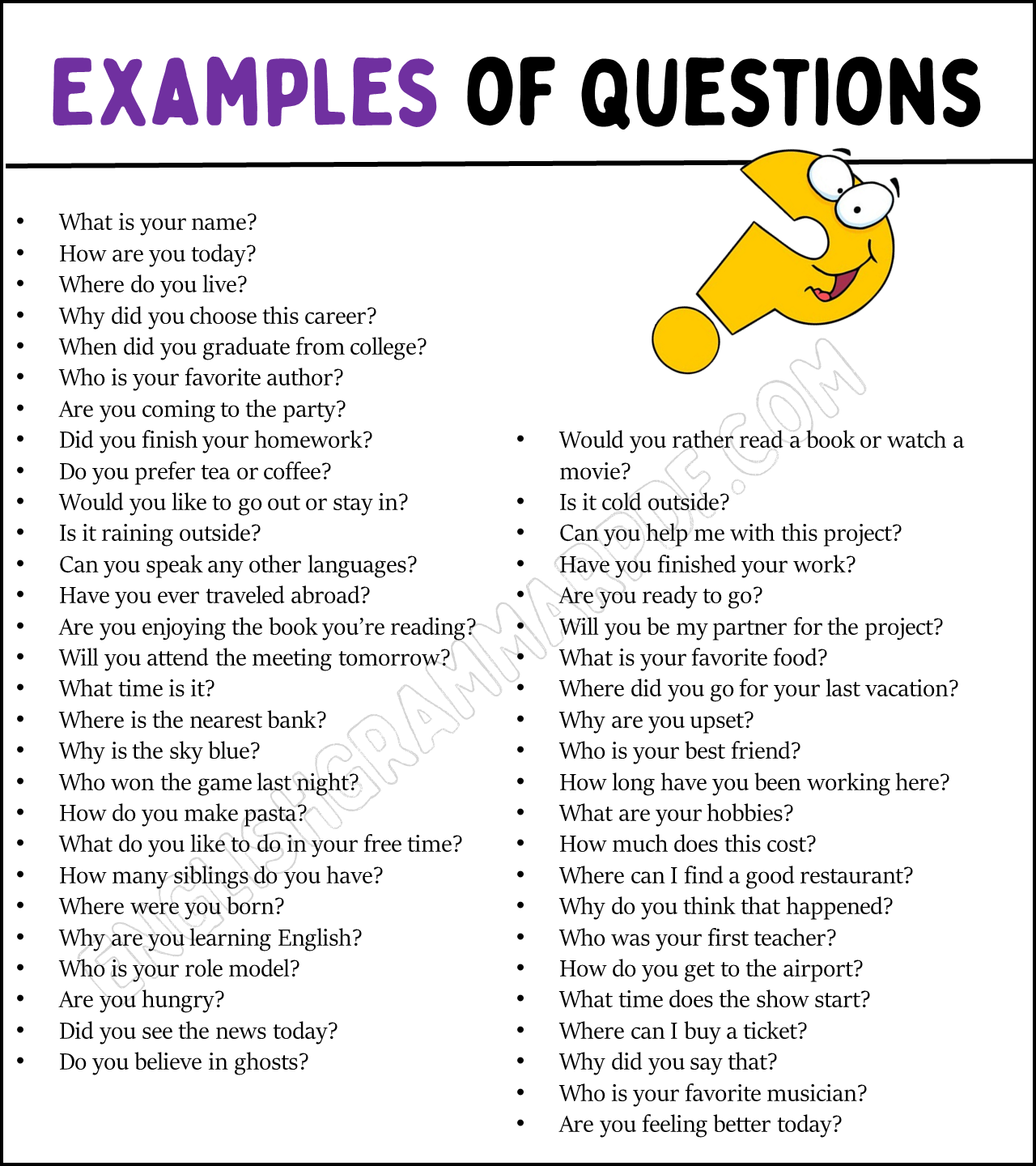 Examples of Questions