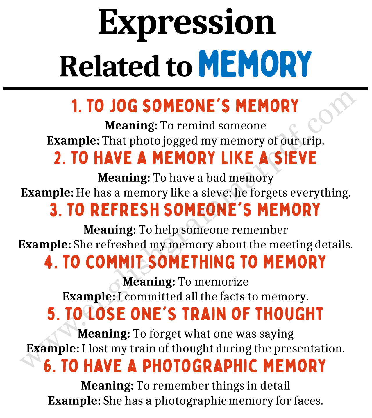 Expressions About Memory