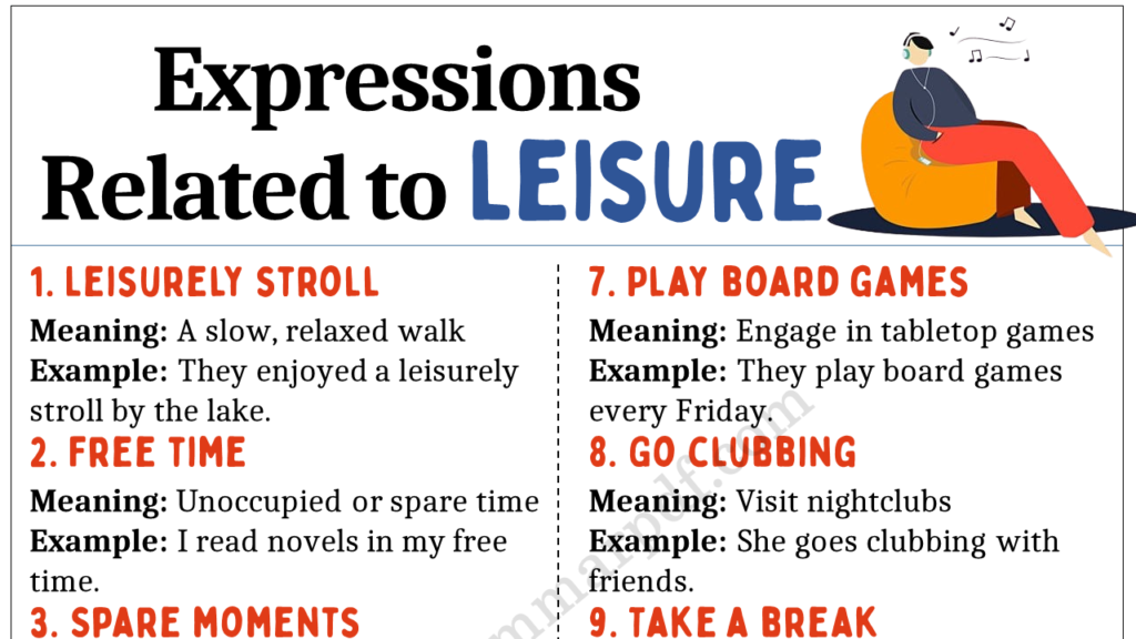 Expressions Related to Leisure Copy
