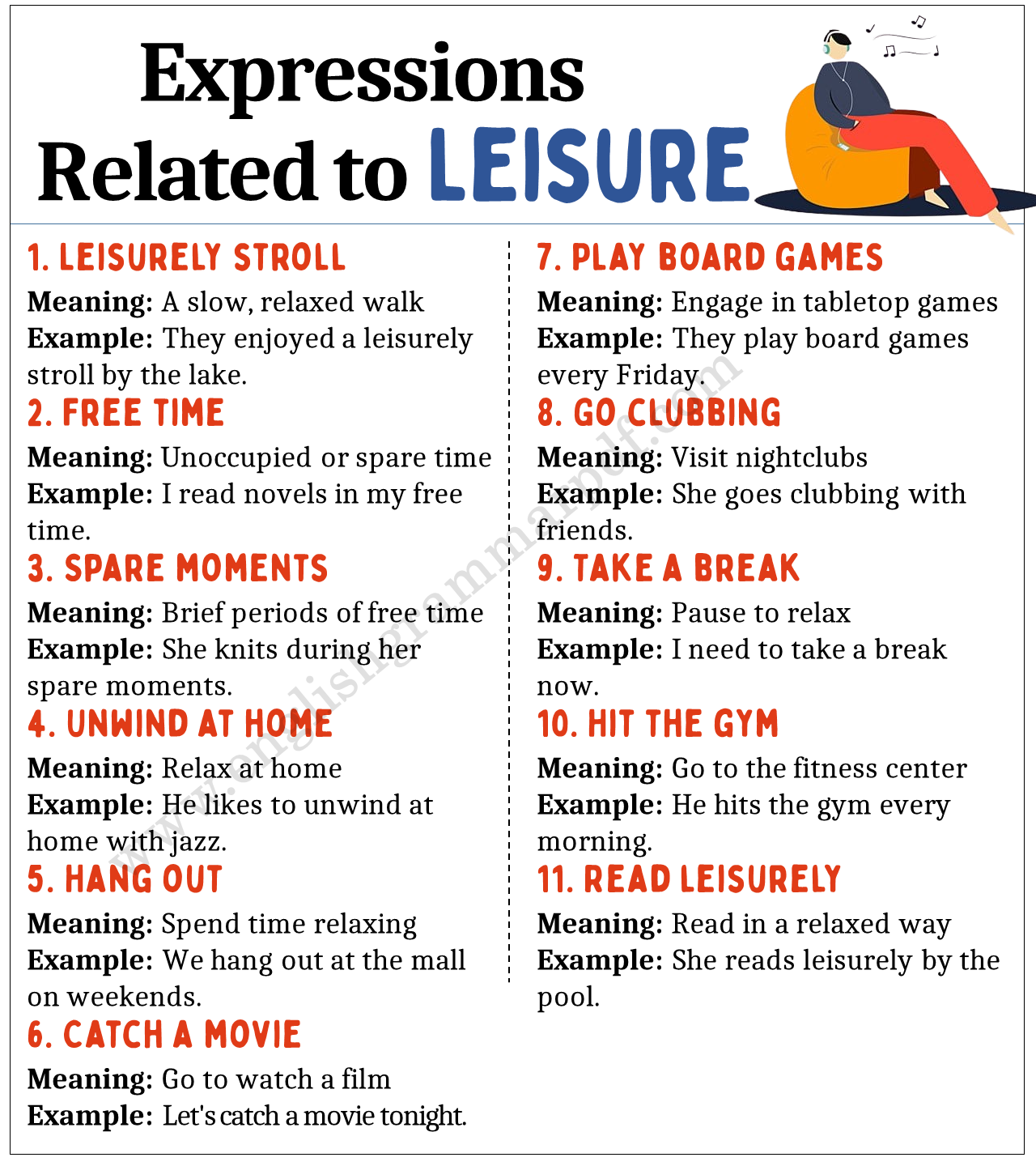 Expressions Related to Leisure