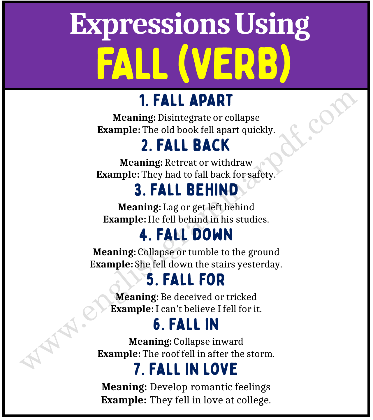 Expressions Using the Verb FALL