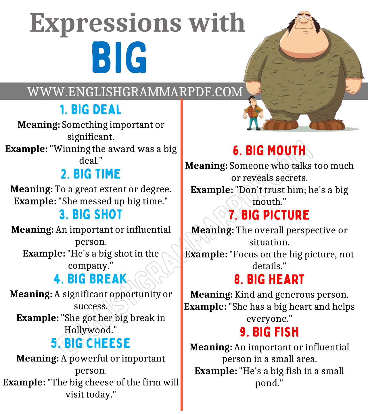 Expressions with the Word “Big”