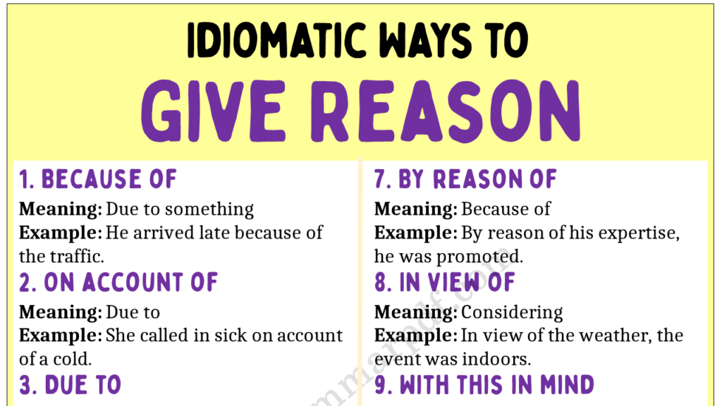 Idiomatic Ways of Giving Reasons Copy