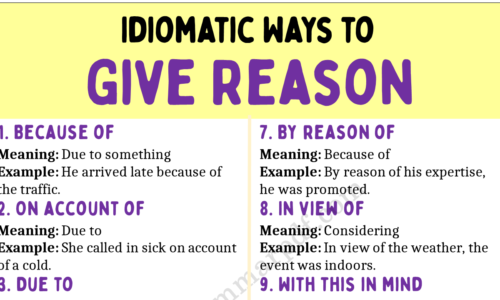 20 Idiomatic Ways of Giving Reasons in English