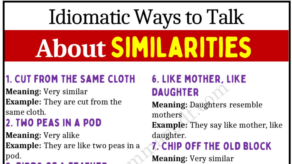 Idiomatic Ways to Talk about Similarities Copy
