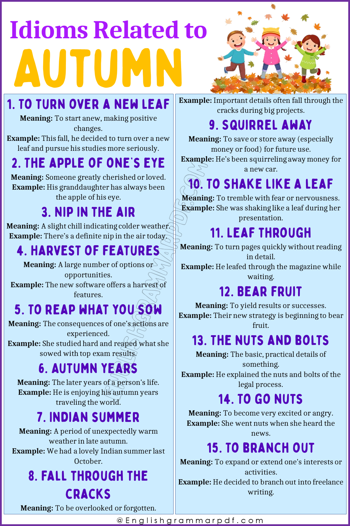 Idioms Related To Autumn