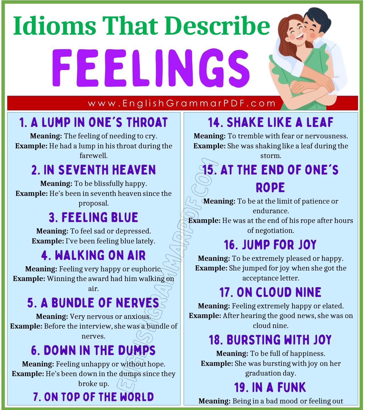 Idioms That Describe Feelings