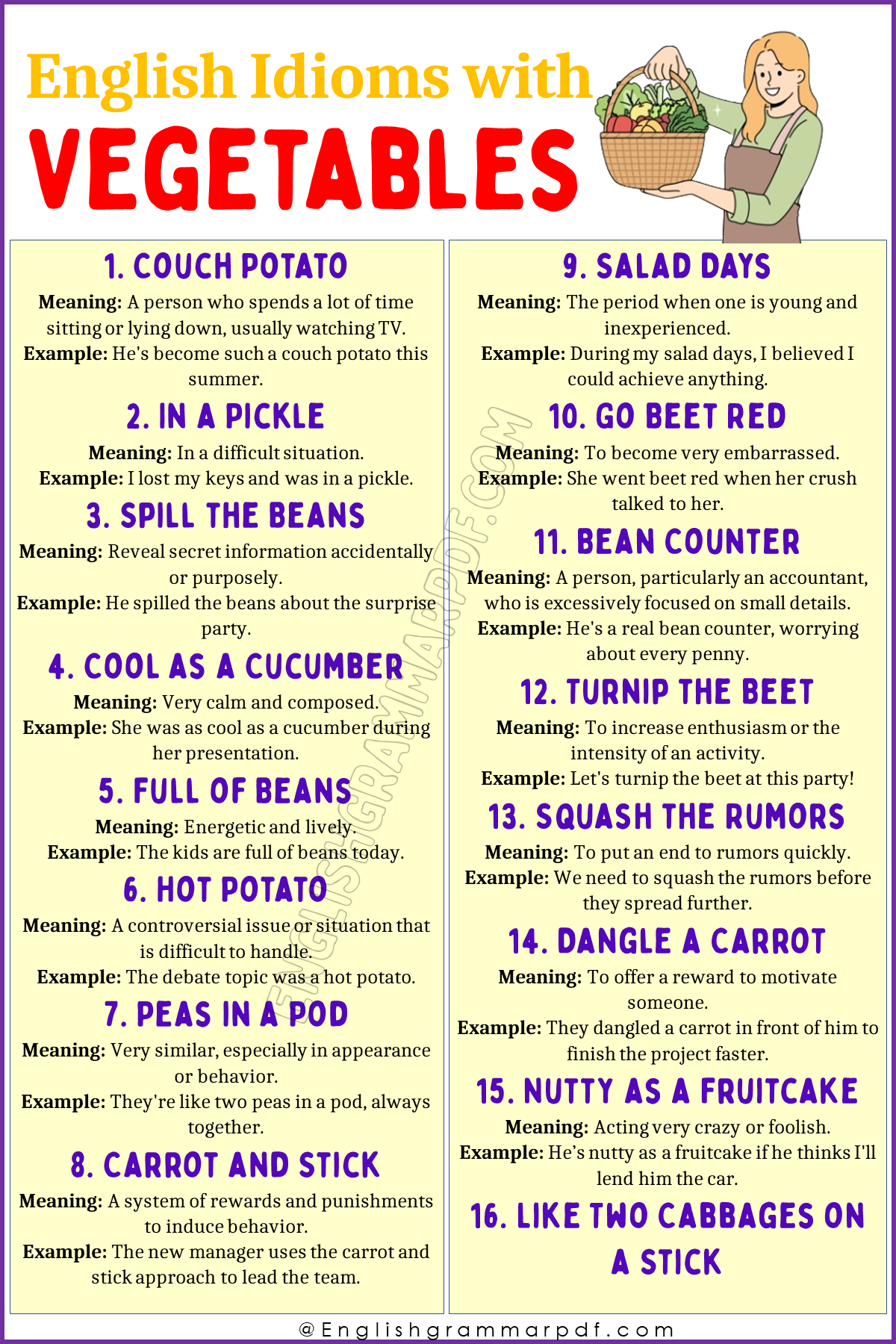 Idioms Using Vegetables