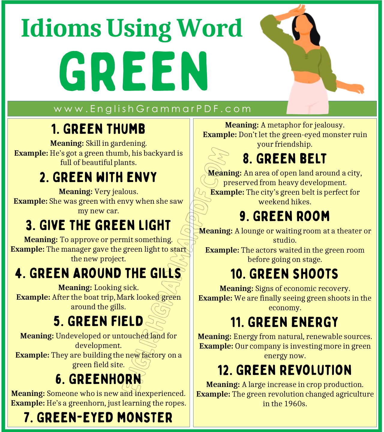 Idioms Using the Word Green