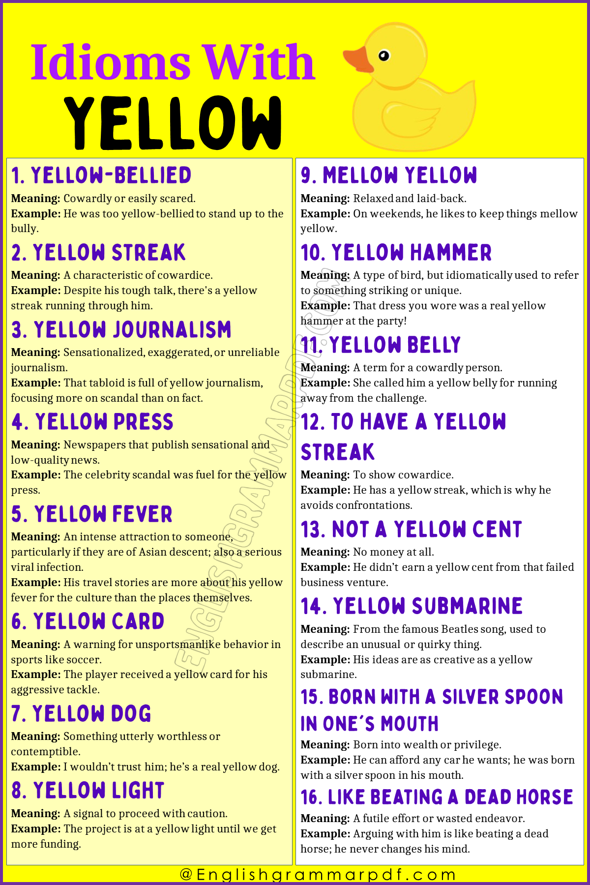 Idioms With Yellow