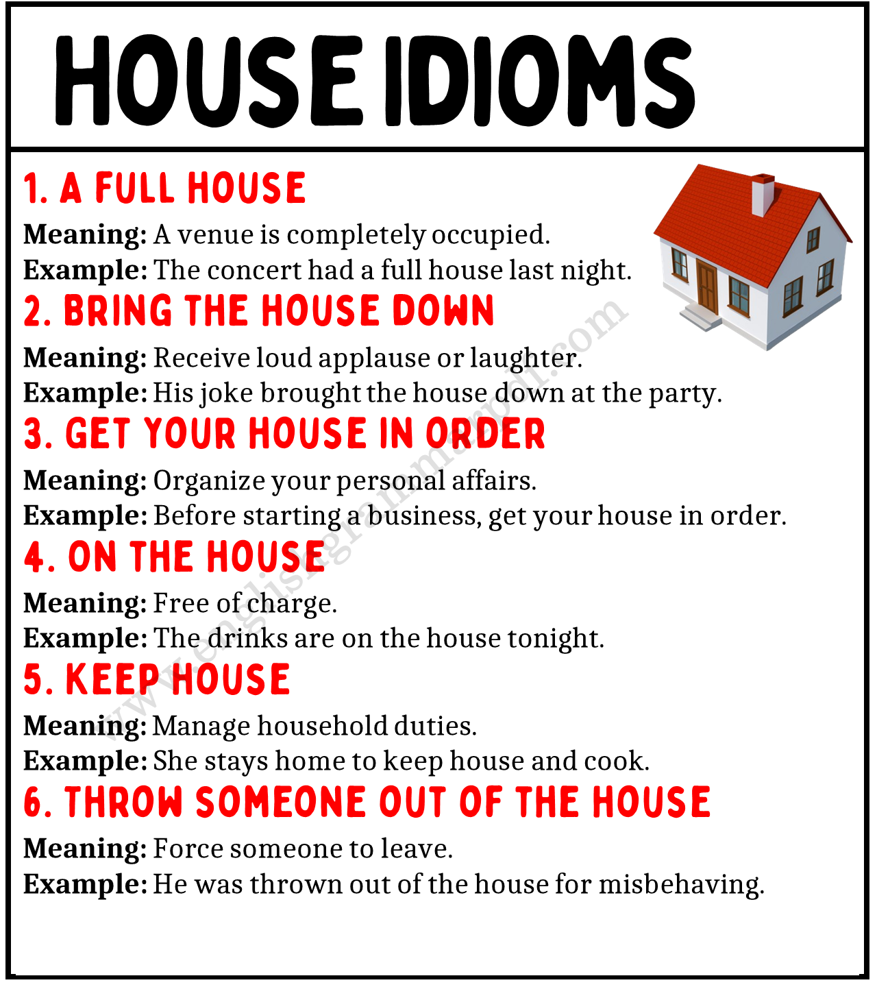 Idioms with House