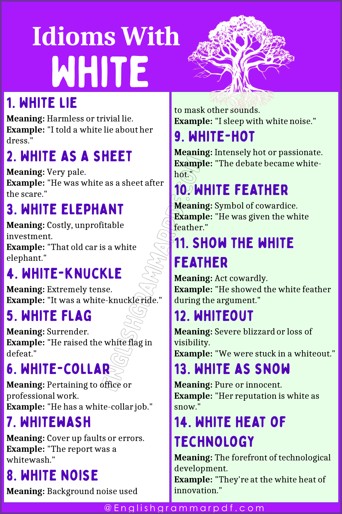 Idioms with White