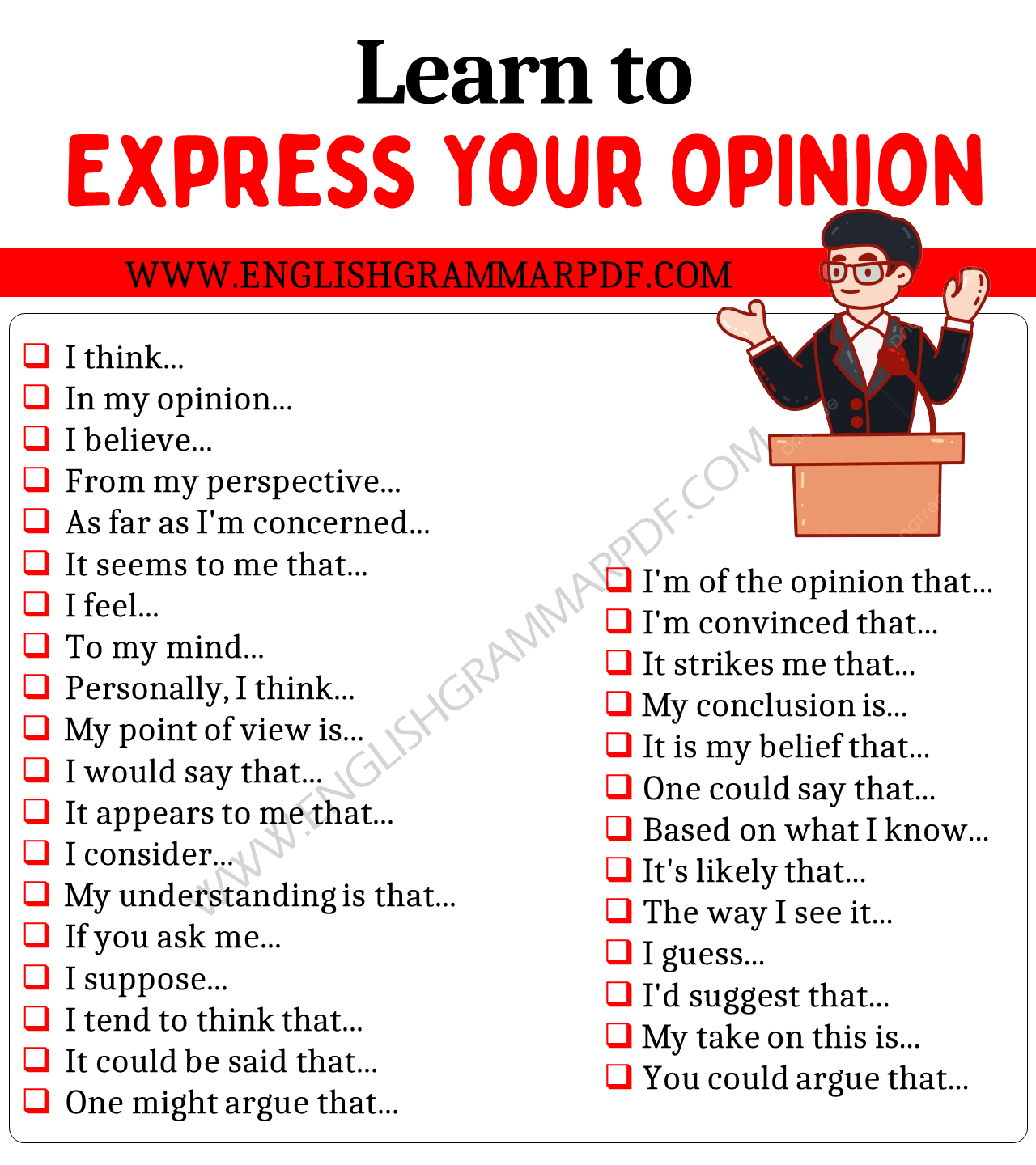 Learn to Express Your Opinion in English
