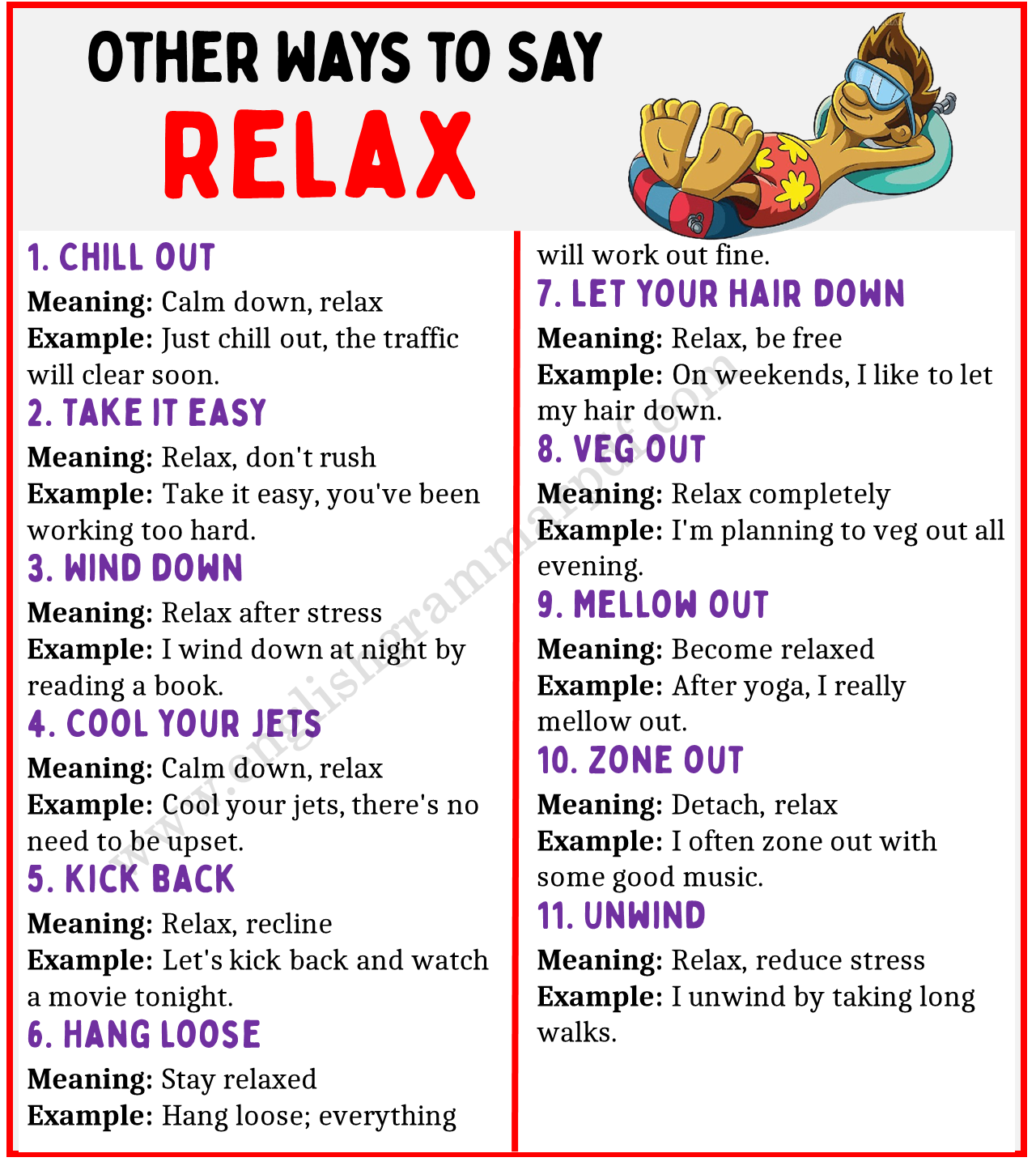 Other Ways to say RELAX