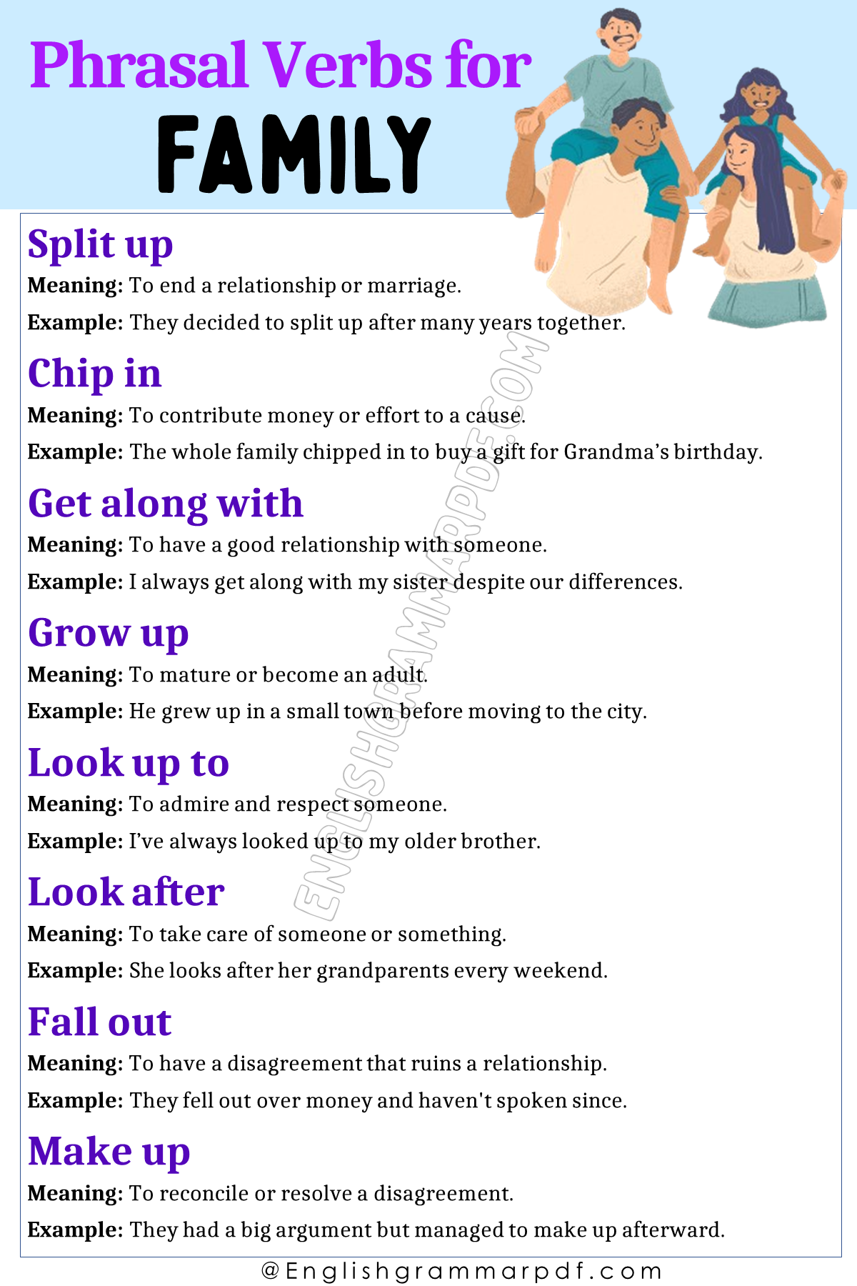 Phrasal Verbs Related To Family