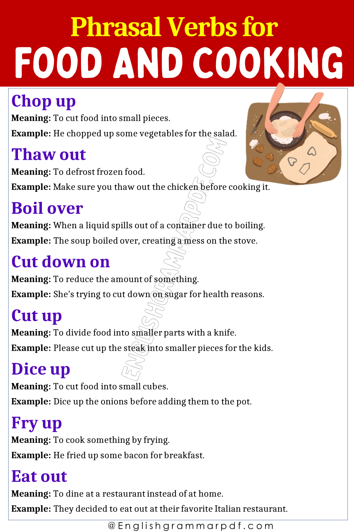 Phrasal Verbs Related To Food And Cooking
