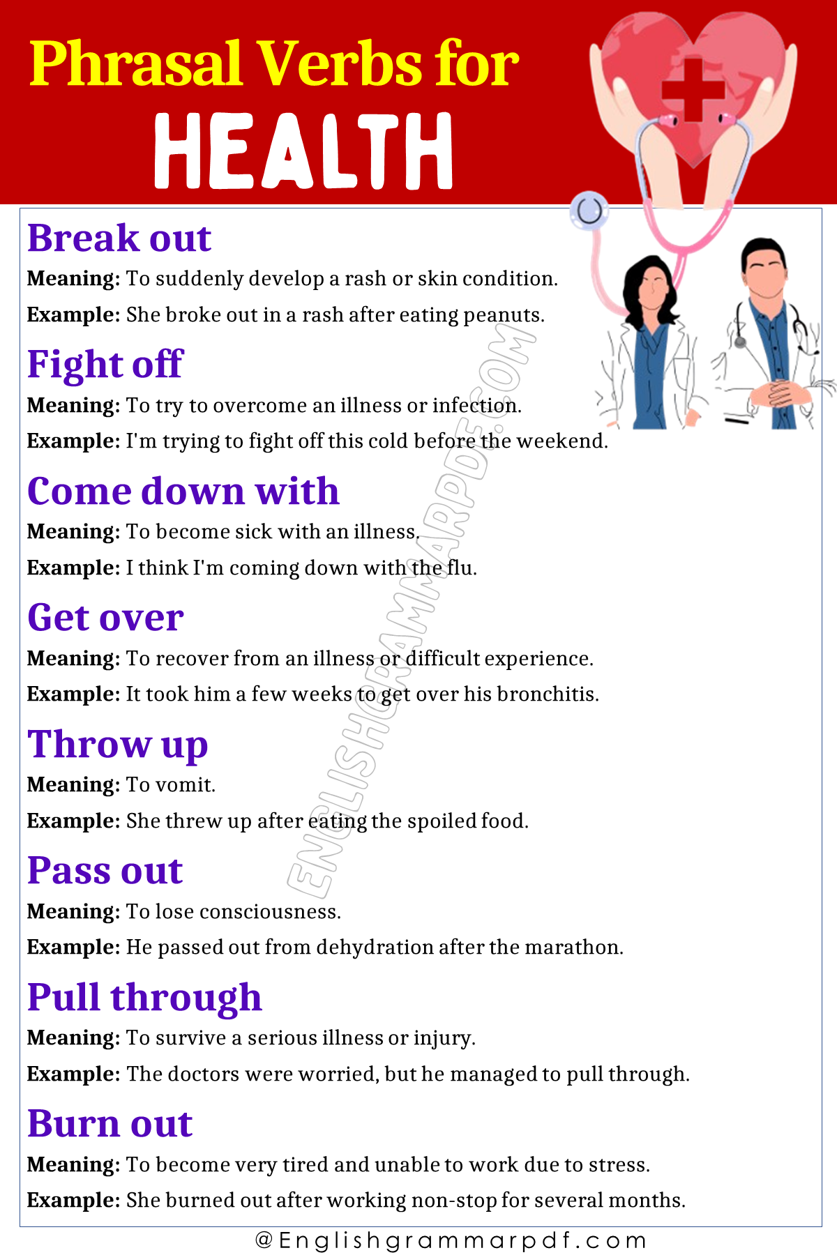 Phrasal Verbs Related To Health