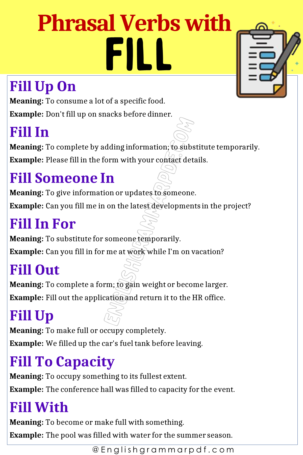 Phrasal Verbs with Fill