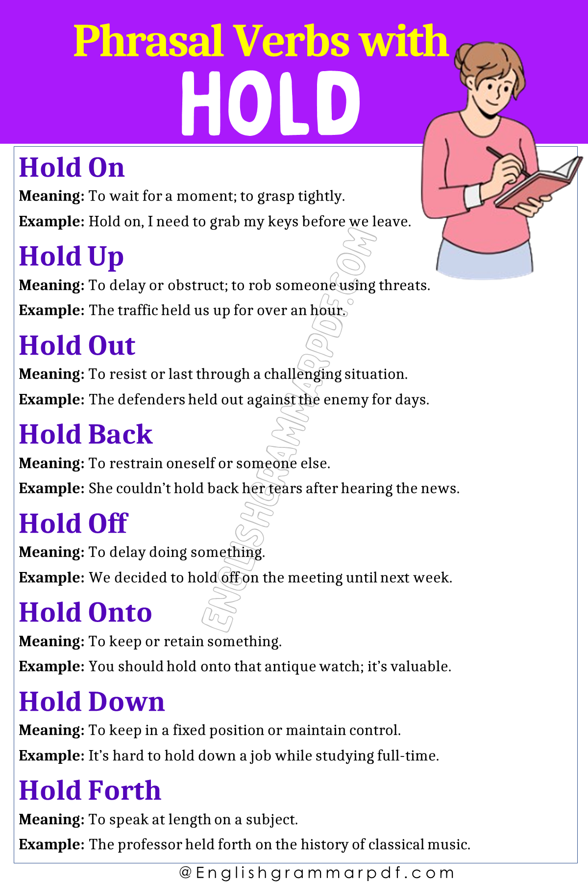 Phrasal Verbs with Hold