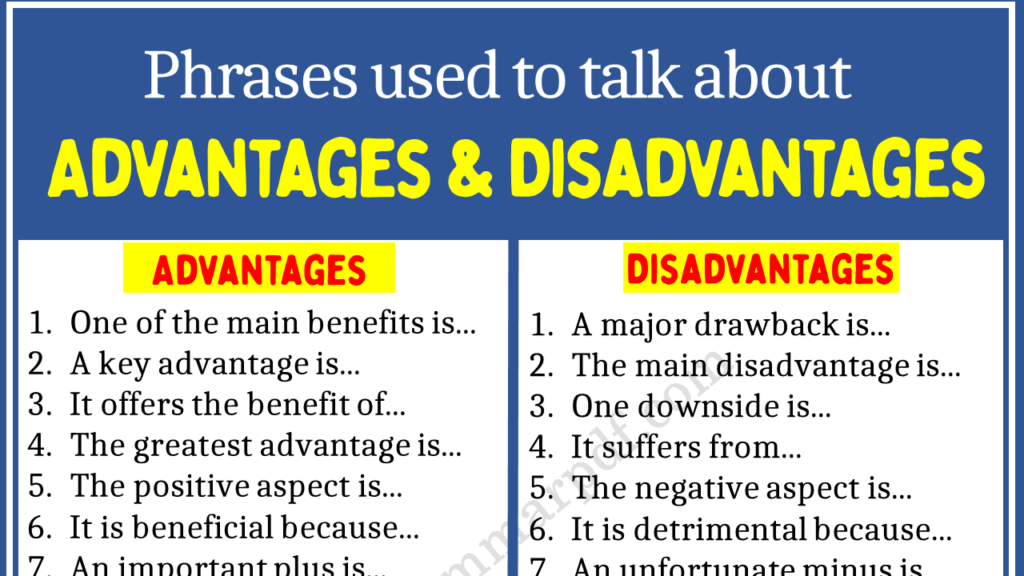 Phrases Used to Talk About Advantages and Disadvantages Copy