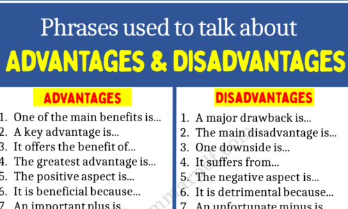 40 Phrases Used to Talk About Advantages and Disadvantages