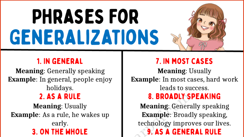 Phrases for Generalizations Copy