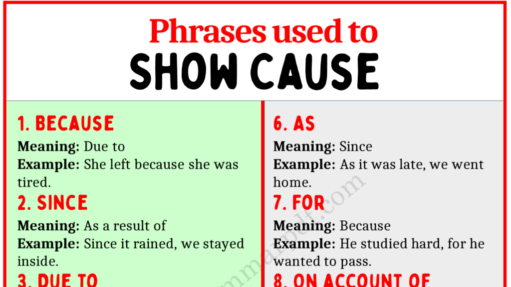 Phrases to Show Cause Copy