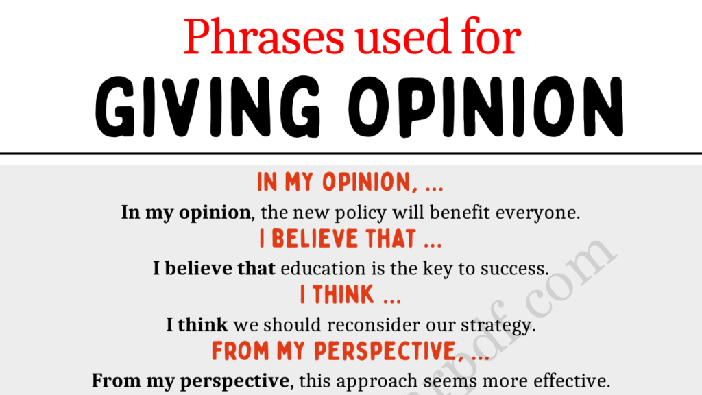 Phrases to Use for Giving Opinions Copy