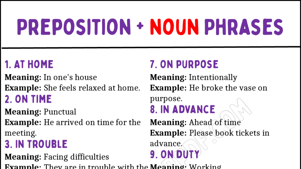 Preposition + noun Phrases Copy