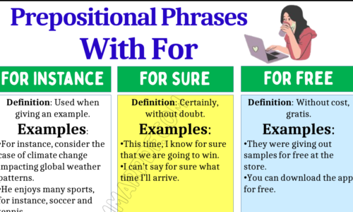 10 Prepositional Phrases With For