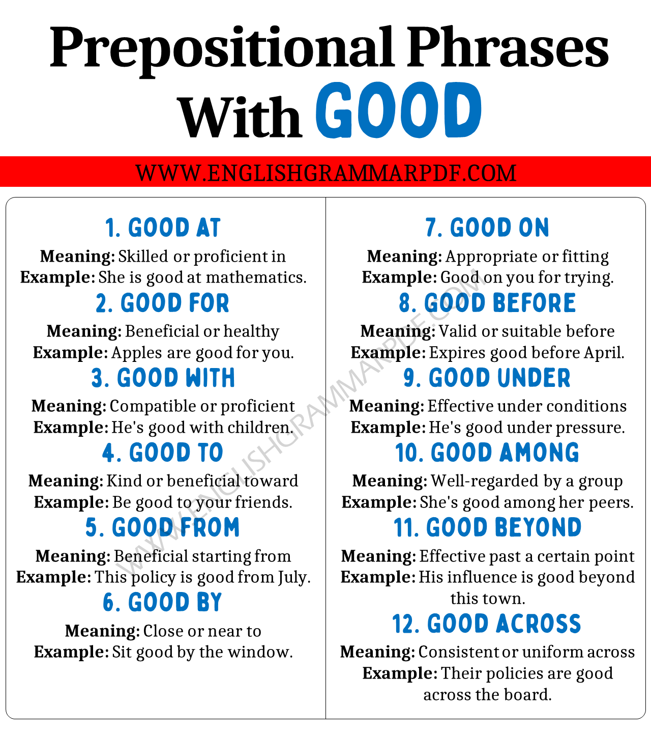 Prepositional Phrases with “Good”