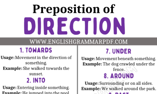 Learn 20 Prepositions of Direction in English