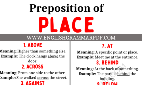 30+ List of Prepositions of Place in English