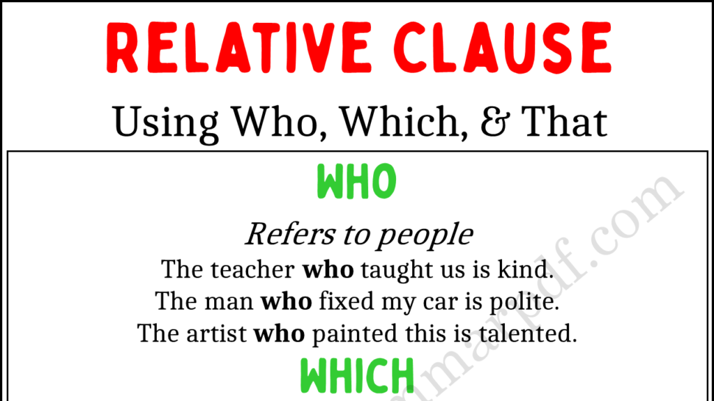 Relative Clauses with WHO, WHICH and THAT Copy